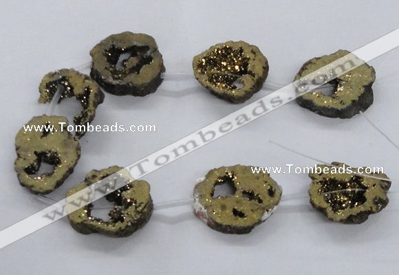 CNG2501 15.5 inches 30*40mm - 40*50mm freeform plated druzy agate beads