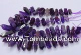 CNG3202 15.5 inches 10*25mm - 12*45mm faceted nuggets amethyst beads