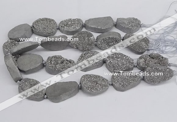 CNG3275 22*30mm - 30*40mm freeform plated druzy agate beads