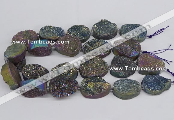 CNG3276 22*30mm - 30*40mm freeform plated druzy agate beads