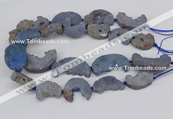 CNG3309 20*30mm - 30*45mm freeform plated druzy agate beads