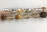 CNG3584 15*25mm - 20*35mm faceted nuggets mixed rutilated quartz beads