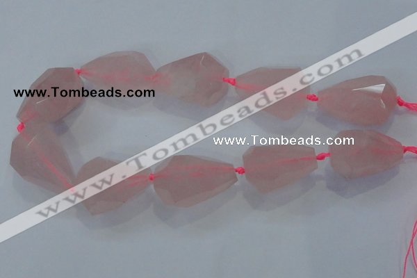 CNG385 15.5 inches 20*30mm – 25*35mm faceted nuggets rose quartz beads