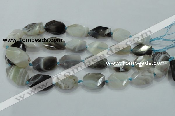 CNG492 15 inches 18*25mm – 25*32mm twisted & faceted nuggets agate beads
