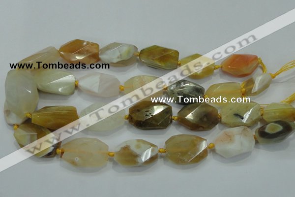 CNG493 15 inches 15*20mm – 20*32mm twisted & faceted nuggets agate beads