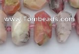 CNG5382 15.5 inches 10*14mm - 15*25mm faceted nuggets pink opal beads