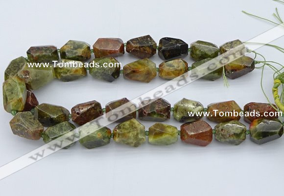 CNG5511 12*16mm - 15*25mm faceted nuggets green garnet beads