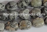 CNG557 15.5 inches 10*14mm nuggets grey picture jasper beads