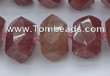 CNG5584 12*16mm - 15*20mm faceted nuggets strawberry quartz beads