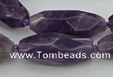 CNG5653 15.5 inches 15*35mm - 18*40mm faceted rice amethyst beads