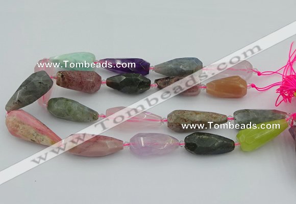 CNG5741 15*35mm - 18*45mm faceted teardrop mixed gemstone beads