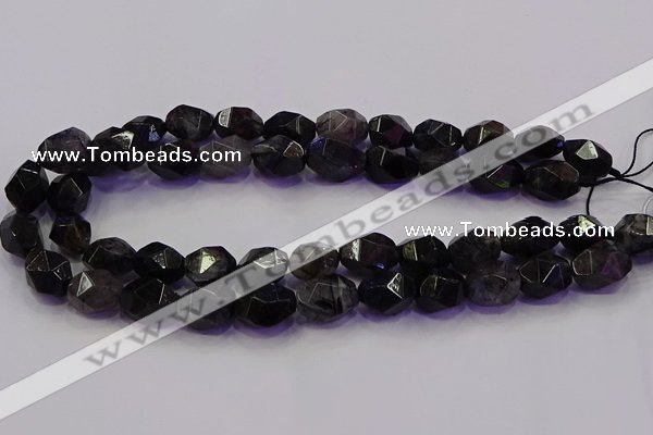 CNG5962 10*14mm - 12*16mm faceted nuggets black rutilated quartz beads