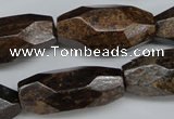 CNG599 13*28mm - 15*34mm faceted rice bronzite nugget beads