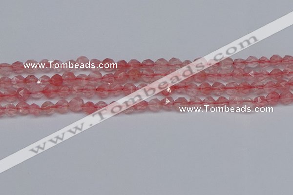 CNG6260 15.5 inches 6mm faceted nuggets cherry quartz beads