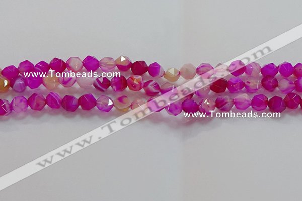 CNG6521 15.5 inches 8mm faceted nuggets line agate beads