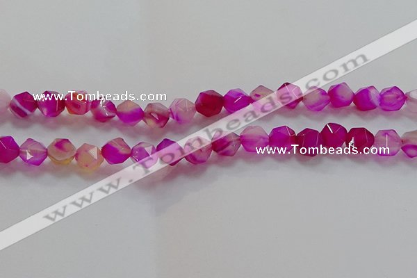 CNG6522 15.5 inches 10mm faceted nuggets line agate beads