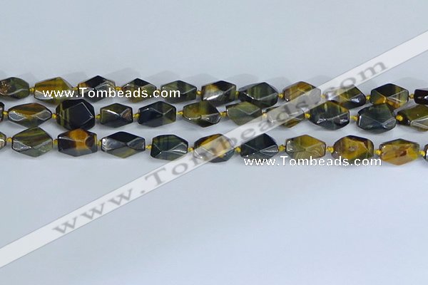 CNG7140 6*10mm - 10*14mm faceted nuggets blue tiger eye beads