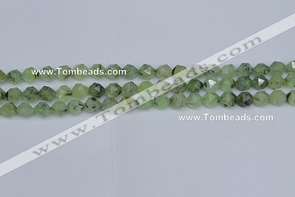 CNG7240 15.5 inches 6mm faceted nuggets green rutilated quartz beads