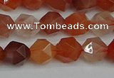 CNG7281 15.5 inches 8mm faceted nuggets red rabbit hair quartz beads