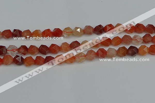 CNG7283 15.5 inches 12mm faceted nuggets red rabbit hair quartz beads