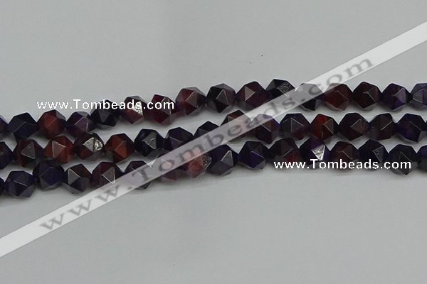 CNG7317 15.5 inches 10mm faceted nuggets purple tiger eye beads