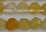 CNG7357 15.5 inches 10mm faceted nuggets yellow jade beads