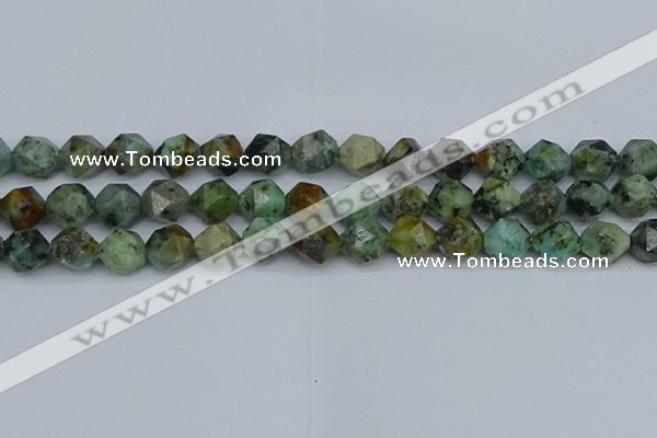 CNG7387 15.5 inches 10mm faceted nuggets African turquoise beads
