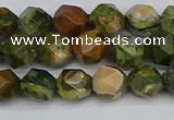 CNG7395 15.5 inches 6mm faceted nuggets rhyolite gemstone beads