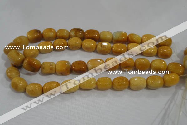 CNG765 15.5 inches 13*18mm nuggets yellow jade beads wholesale