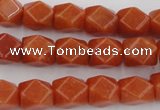 CNG811 15.5 inches 9*12mm faceted nuggets red aventurine beads