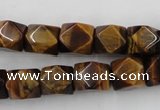 CNG826 15.5 inches 9*12mm faceted nuggets yellow tiger eye beads