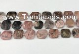 CNG8814 15.5 inches 16mm - 20mm faceted freeform rhodonite beads