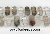 CNG8911 10*25mm - 15*30mm faceted nuggets phantom quartz beads