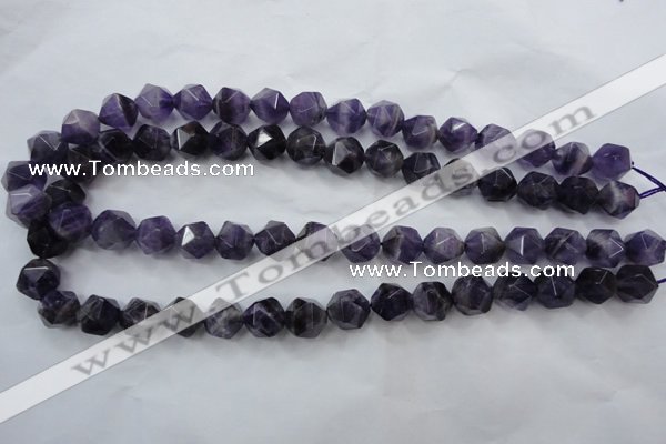 CNG931 15 inches 14mm faceted nuggets amethyst gemstone beads