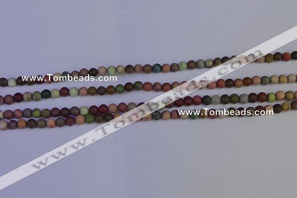 CNI360 15.5 inches 4mm round matte imperial jasper beads wholesale