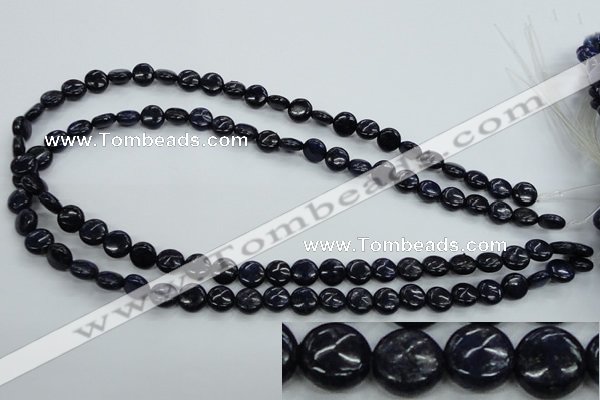 CNL922 15.5 inches 8mm flat round natural lapis lazuli gemstone beads