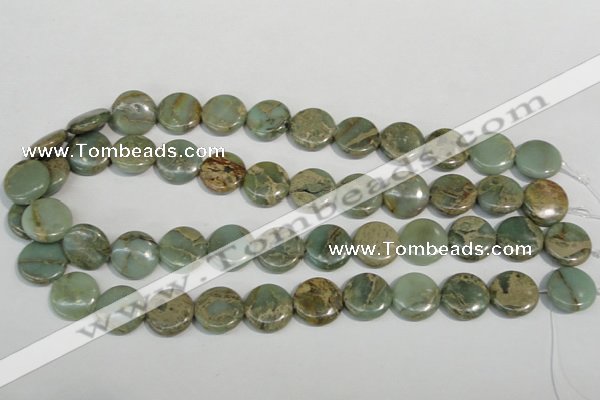 CNS231 15.5 inches 16mm flat round natural serpentine jasper beads