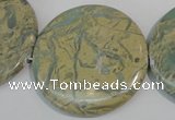 CNS238 15.5 inches 50mm flat round natural serpentine jasper beads