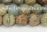 CNS342 15.5 inches 8mm faceted round serpentine jasper beads