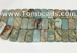 CNS353 7.5 inches 10*20mm rectangle double drilled serpentine jasper beads