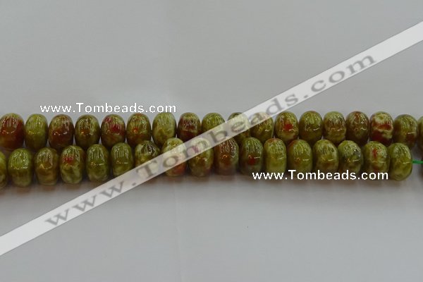 CNS615 15.5 inches 10*16mm rondelle green dragon serpentine jasper beads