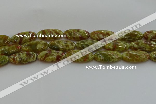 CNS636 15.5 inches 15*30mm oval green dragon serpentine jasper beads