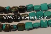 CNT125 15.5 inches 7*7mm faceted square natural turquoise beads