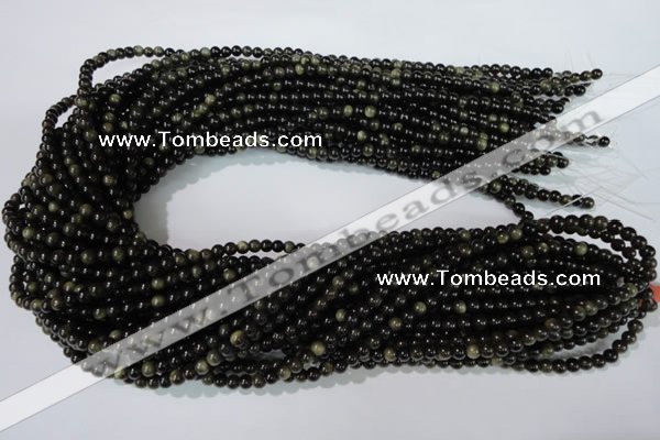 COB251 15.5 inches 4mm round golden obsidian beads wholesale