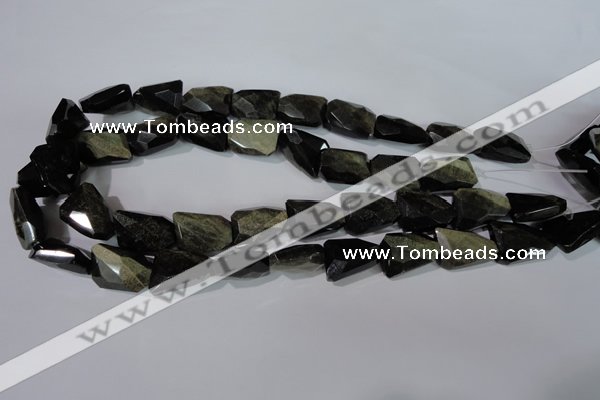 COB271 15.5 inches 15*20mm faceted nuggets golden obsidian beads