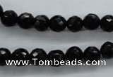 COB353 15.5 inches 8mm faceted round black obsidian beads