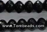 COB364 15.5 inches 12*16mm faceted rondelle black obsidian beads
