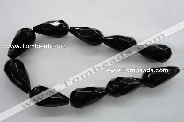 COB385 15.5 inches 18*35mm faceted teardrop black obsidian beads