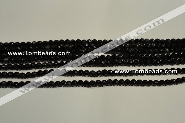 COB450 15.5 inches 4mm faceted round black obsidian beads