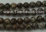 COB810 15.5 inches 4mm faceted round red snowflake obsidian beads